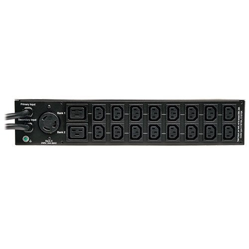 Tripp Lite Metered PDU with ATS, 30A, 19 Outlets (16 C13, 2 C19 & 1 L6-30R), 208V, 2 L6-30P, 2U Rack-Mount Power, TAA (PDUMH30HVAT)