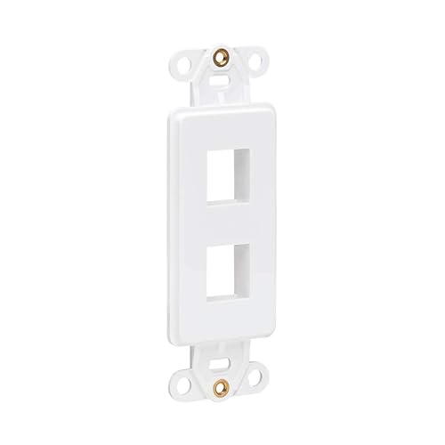 Tripp Lite Decora Wall Plate Insert, Decorative Center Plate, Vertical 2 Port Keystone Jack, White (N042D-002V-WH) Center Plate 2 Ports