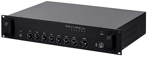 Monoprice Commercial Audio 60W 5ch 100/70V Mixer Amp with Microphone Priority (NO LOGO) 60 Watt Mixer Amp