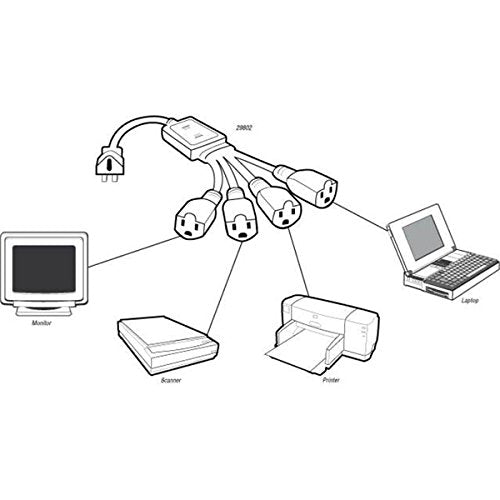 C2G 29805 16 AWG 1-to-2 Power Cord Splitter - 1 NEMA 5-15P to 2 NEMA 5-15R, TAA Compliant, Black (3 Feet, 0.91 Meters) Splitter 1 to 2 3 Feet
