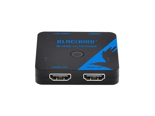 Monoprice Blackbird 8K60 2x1 HDMI Switch, HDMI 2.1, HDCP 2.3, Share One 8K60 HDMI Input Between Two Sources Compatible with HDTV, Xbox, PS5, PS4, PS3, Blu-Ray Player, Fire Stick, Roku