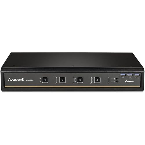 Vertiv SwitchView Desktop KVM, 4 Port, Single Head Monitor, Vertiv SwitchView Desktop KVM, KVM Switchbox, 4 Port, Dual Head Monitor, Universal Connector, TAA Compliant (SV340DPH-400) KVM 4-Port Dual Head