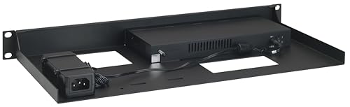 Rackmount.IT RM-SW-T8 Rack Mount Kit for SonicWall SWS12-8 and SWS12-8POE – 1U, Front Ports, Fixed Power Bracket, Black Steel (RM-SW-T8)