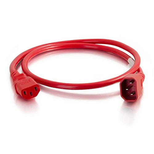 C2G 17487 18 AWG Power Cord - IEC320C14 to IEC320C13, Red (3 Feet, 0.91 Meters) C14 to C13 18/3 3 Feet Red