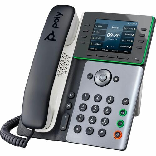 Poly Edge E320 IP Phone - Corded - Corded - Bluetooth - Desktop, Wall Mountable - Black - VoIP - 2 x Network (RJ-45) - PoE Ports