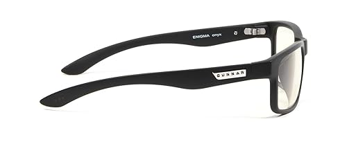 GUNNAR Optiks ENI-00109 Enigma Computer Glasses with Liquet Lenses Block Blue Light, Onyx Amber Lens Clear Lens