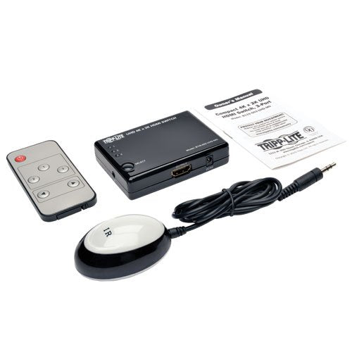 TRIPP LITE 3-Port 4K HDMI Switch for Video & Audio, 3 in 1 Out, IR Remote Control, Mini 3-Port UHD