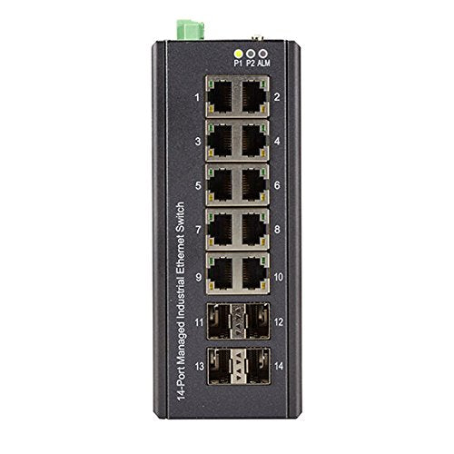 Black Box Network - LIG1014A - Industrial Managed Gigabit Ethernet Switch - (10) Rj-45, (4) Sfp