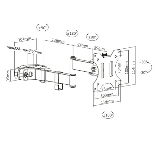 AMER Steel Universal Full Motion Pole Mount Monitor Arm with Removable 75mm and 100mm VESA Plate, Fits 17 to 32 inch Screens, Black, PM111
