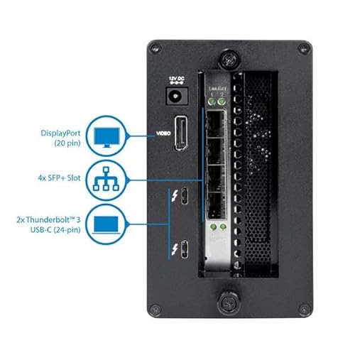 StarTech Thunderbolt 3 to 10GBe NIC 4 x Open SFP+ Ports External PCIe Enclosure with DisplayPort Monitor Port Thunderbolt 3 to Ethernet Model BNDTB410GSFP