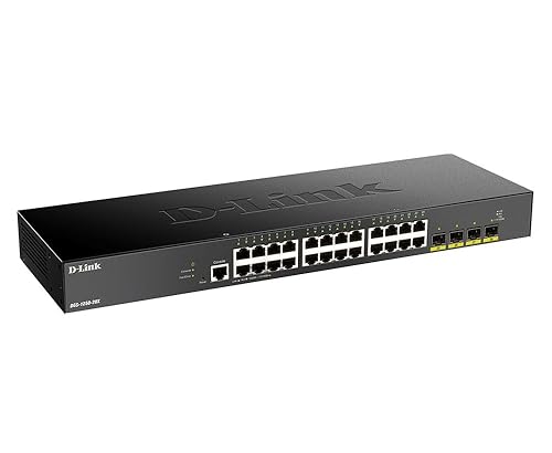 D-Link Ethernet Switch, 28 Port Smart Managed Gigabit Ethernet w/ 4 10G SFP+ Ports Uplink, Business Network 6kV Surge Protection (DGS-1250-28X)