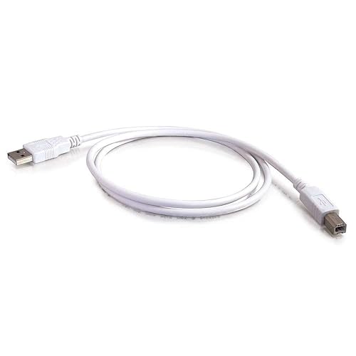 C2G 13401 USB Cable - USB 2.0 A Male to B Male Cable, White (16.4 Feet, 5 Meters)