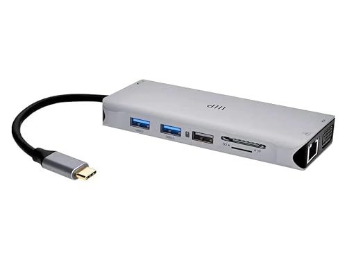 Monoprice 12-in-1 Dual-HDMI + VGA MST Triple Monitor Docking Station, Dual 4K HDMI, VGA, 5Gbps USB-A, Gigabit Ethernet, SD/MicroSD Readers, 100W PD, 3.5mm Dual Audio/Microphone Jack