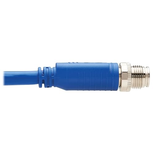 Tripp Lite M12 X-Code Cat6a Shielded Ethernet Cable, M12/RJ45 Cable, 10G F/UTP CMR-LP (M/M), IP68, 60W Power Over Ethernet, Blue, 16.4 Feet / 5 Meters, (NM12-6A2-05M-BL)