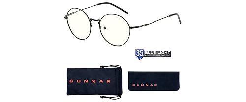 GUNNAR - Premium Gaming & Computer Blue Light Blocking Glasses for Men & Women - Digital Eye Strain Protection - Ellipse Black Clear Lens