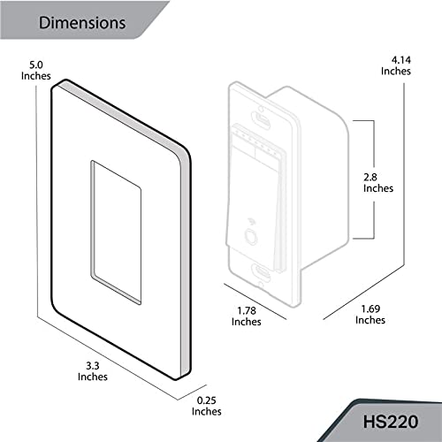 Kasa Smart Single Pole Dimmer Switch by TP-Link (HS220) -Dimmer Light Switch for LED Lights, Works with Alexa and Google Home, 1-Pack , White ( Packaging May Vary ) Smart Dimmer Switch Dimmer Switch