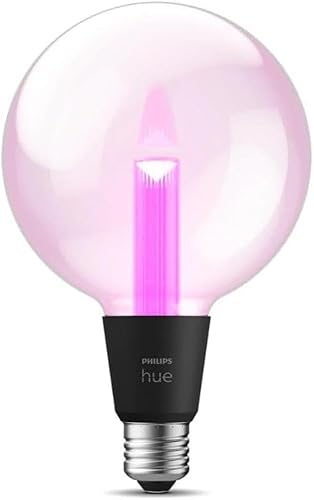 Philips Hue Lightguide G125 Large Globe Smart LED Bulb – Handblown Glass - Color Changing Light - Works with Amazon Alexa, Apple HomeKit and Google Assistant - Bluetooth and Hue Bridge Compatible