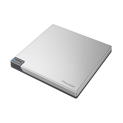 Pioneer Electronics BDR-XD08 USB 3.2 Gen1 Slim Portable Blu-Ray BD/DVD/CD Writer, Snow White Silver