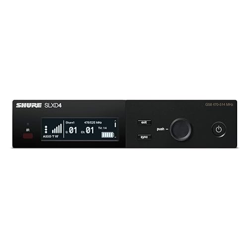 Shure SLXD4 Single Channel Receiver - for use with SLX-D Digital Wireless Microphone Systems, Transmitter Sold Separately | H55 Band (SLXD4=-H55) H55 Band (514-558 MHz) H55 Band (514-558 MHz)