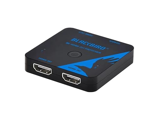 Monoprice Blackbird 8K60 2x1 HDMI Switch, HDMI 2.1, HDCP 2.3, Share One 8K60 HDMI Input Between Two Sources Compatible with HDTV, Xbox, PS5, PS4, PS3, Blu-Ray Player, Fire Stick, Roku