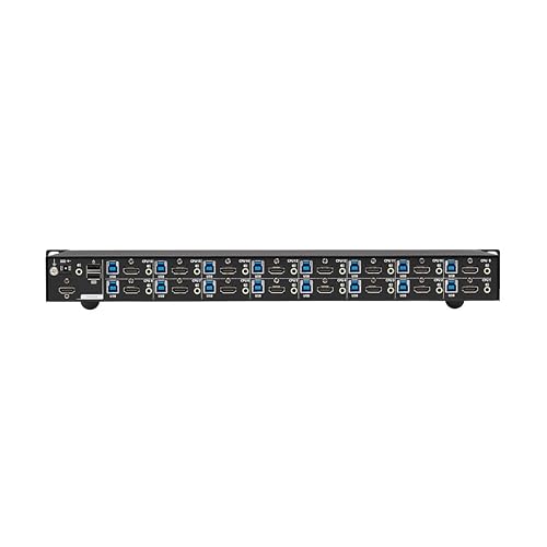 Tripp Lite 16-Port 4K HDMI KVM Switch, 2 USB 3.2 Peripheral Sharing for Keyboard & Mouse, 4K @ 60 Hz - Windows, Mac and Linux Compatible - 1U Rack-Mount, 3-Year Warranty (B024-H4U16) HDMI 16-Ports