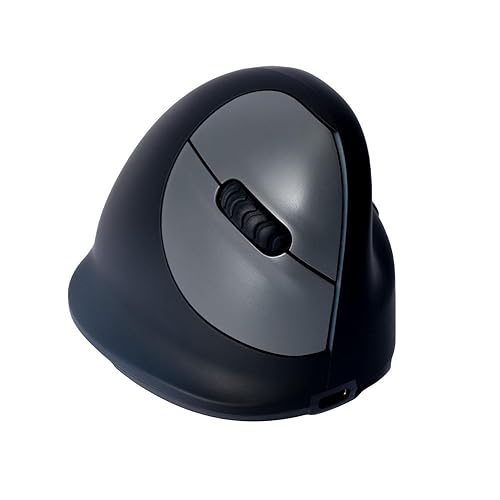 R-Go HE Ergonomic Mouse, Bluetooth 5.0, Noiseless Clicks, Compatible with Anti-RSI Software, Prevent Mouse Arm, Rechargeable Wireless Vertical Mouse for Windows/Mac/Linux, 5 Buttons, Black (RGOHEWL)