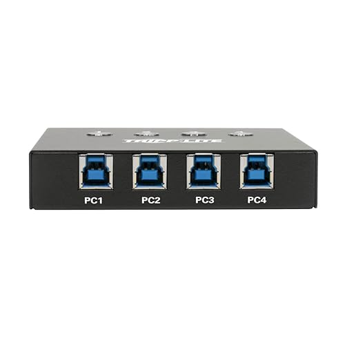 Tripp Lite 4 Port USB Switch, USB 3.0 Peripheral Switch, SuperSpeed 5 Gbps, Black, 3 Year Warranty (U359-004)