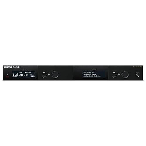 Shure SLXD4 Dual Channel Receiver - for use with SLX-D Digital Wireless Microphone Systems, Transmitters Sold Separately | J52 Band (SLXD4D=-J52)