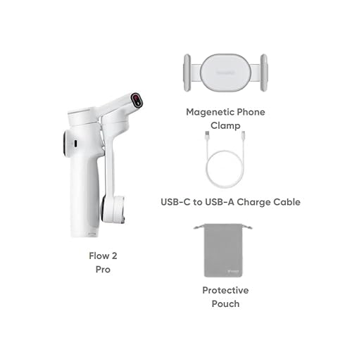 Insta360 Flow 2 Pro White- AI-Powered Smartphone Stabilizer, Auto Tracking Phone Gimbal, 200+ App Tracking with Apple DockKit, 3-Axis Stabilization, Built-in Tripod/Selfie Stick, Portable & Foldable