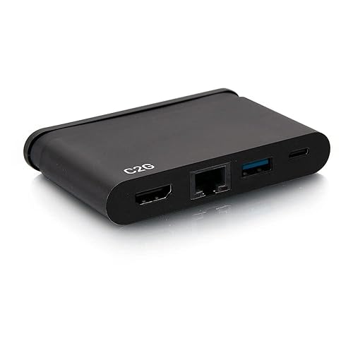 C2G USB-C 4-in-1 Compact Dock with HDMI, USB-A, Ethernet, and USB-C Power Delivery up to 100W - 4K 30Hz
