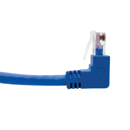 Tripp Lite N204-004-BL-UD Cat6 Utp Patch Cable, Up-Angle Male/Down-Angle Male - 4 ft, Blue - 4 ft Category 6 Network Cable for Network Device, Router, Server, Switch, Printer, Computer, Modem, Photoc