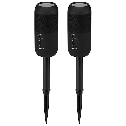 iLive ISBW240BDL ISBW240BDL Bluetooth Indoor and Outdoor Waterproof Speakers with Removable Stakes, 2 Count, Black