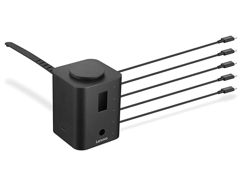 Lenovo Smart Charger, Designed for Chromebooks, Charge 5 laptops at Once and Monitor Their Battery Levels, Integrated 30cm USB-C Cables