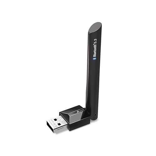 TP-Link USB Bluetooth Adapter for PC, Bluetooth 5.3 Dongle (UB500 Plus) - Long Range, Adjustable Antenna, Supports Windows 11/10/8.1/7 for Desktop, Laptop, Mouse, Keyboard, and More.