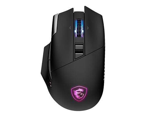 MSI Versa PRO W Gaming Mouse, 26000 DPI, 70M+ Clicks, OMRON Optical Micro Switch, Optical Sensor, Ergonomic Ambitextrous Hand Design, RGB Light