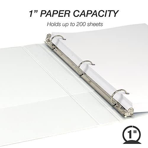Samsill Economy 3 Ring View Binders, 1 Inch Round Ring, Customizable Clear View Cover, White, Bulk Binders - 12 Pack 1-Inch 12-Pack White