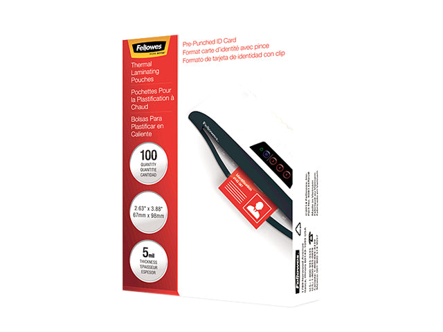 52016 Fellowes Glossy Pouches - ID Tag punched, 5 mil, 100 pack