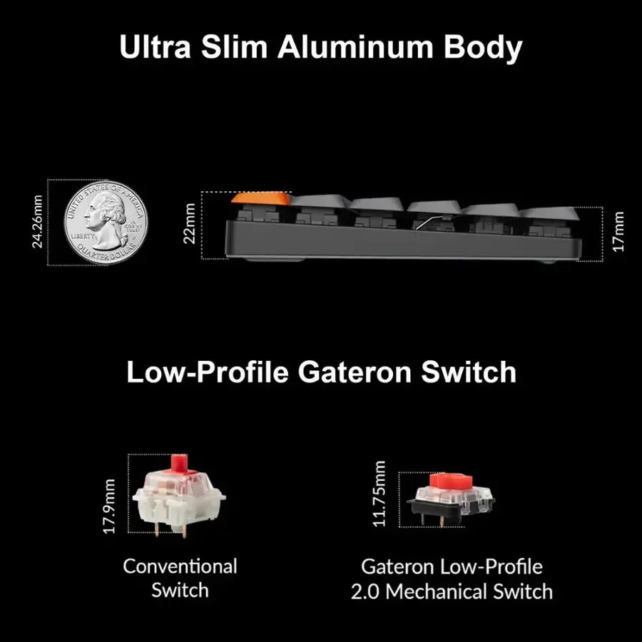 Keychron - K3 Max 75% Custom Wireless RGB Mechanical Keyboard with Programmable QMK/VIA Hot-Swappable Red Switch - Black