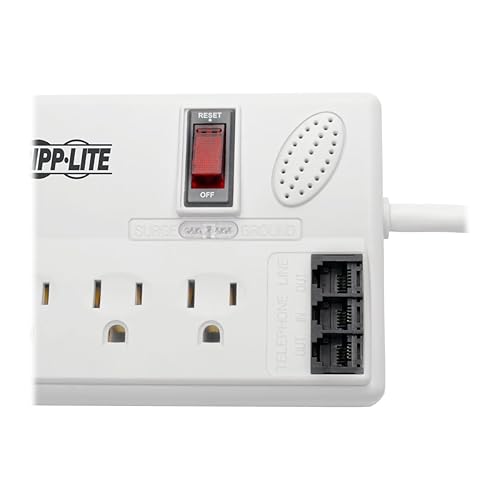 Tripp Lite TLP808TELTAA Surge Protector 120V 5-15R 8 Outlet RJ11 8-Feet Cord 2160 J TAA GSA 8 Outlets + Tel/Fax/Modem