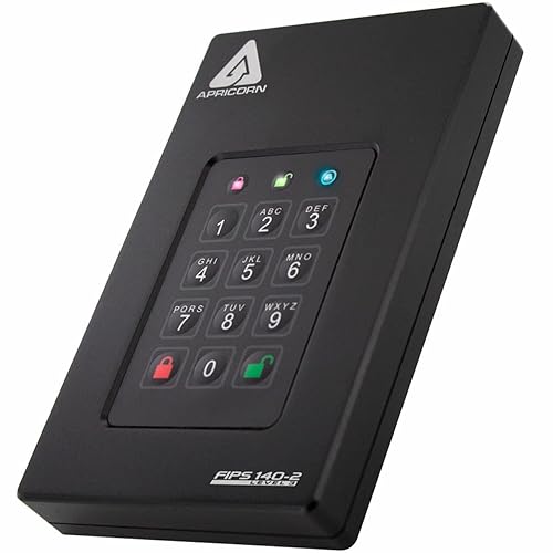 Apricorn Aegis Fortress L3- FIPS Level 3 Validated, 1TB USB 3.0 Hardware Encrypted Portable Drive 1TB Drive
