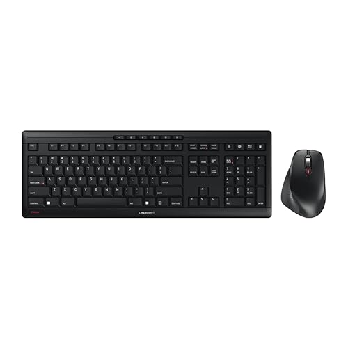 Cherry Stream Comfort Desktop Wireless Keyboard and Mouse | USB SX Scissors Mechanism | Whisper-Quiet Silent | Keystroke (Black, Desktop Combo) Desktop Combo Black