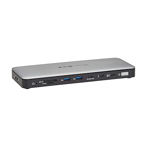 Eaton Tripp Lite Series MTB4-DOCK01A Thunderbolt 4 Dock Laptop Docking Station Dual Monitor, HDMI 8K 60Hz or 4K 144Hz - Audio, SD Card, 2X USB-C (1x TB 4), 4X USB-A, 2.5 Gb Ethernet, 96W PD Charging