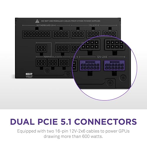 NZXT C1500 Platinum ATX 3.1 | Fully Modular Low-Noise PC Gaming Power Supply | 1500 Watts | 80 Plus Platinum| Dual 12V-2x6 Connectors | Zero Fan Mode | 100% Japanese Capacitors | Black C Series ATX 3.1 Black 1500W Platinum