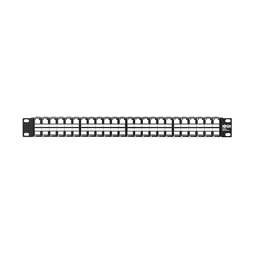Tripp Lite Blank Unshielded Keystone Patch Panel 48-Port RJ45 - USB, HDMI, RJ45, Cat5e & Cat6 Multimedia Keystone Compatible - 1U Rack Mount, Heavy-Duty Steel, Manufacturer's Warranty (N062-048-KJ)