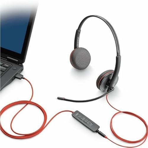 HP Poly Blackwire C3220 Headset - Stereo - USB Type C - Wired - 32 Ohm - 20 Hz - 20 kHz - Over-The-Head, Over-The-Ear - Binaural - Supra-aural - 5.20 ft Cable - Noise Cancelling Microphone - Black