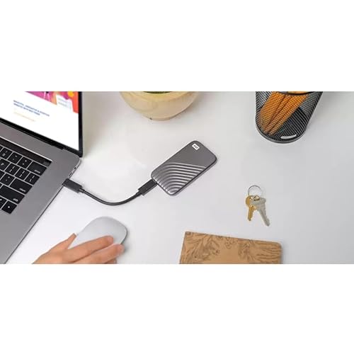 WD 4TB My Passport SSD External Portable Solid State Drive, Grey, Up to 1,050 MB/s, USB 3.2 Gen-2 and USB-C Compatible (USB-A for older systems) – WDBAGF0040BGY-WESN 4TB Portable SSD Gray
