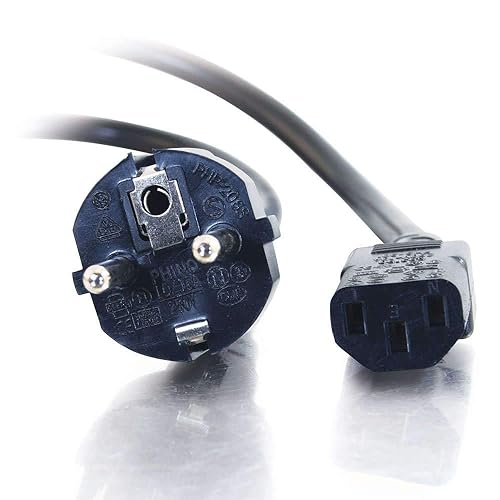 C2G 03138 14 AWG European Power Cord - CEE7/7 to IEC320C13, TAA Compliant, Black (8.20 Feet, 2.5 Meters) 8.2 Feet