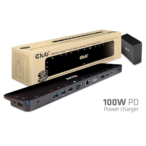 Club 3D CSV-1564W100 USB Gen1 Type-C Triple Display Smart PD3.0 Charging Dock with 100-Watt Power Supply