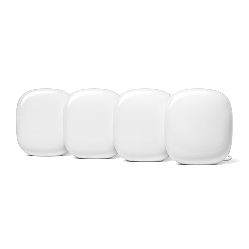 Google Nest WiFi Pro- Wi-Fi 6E, Reliable Home Wi-Fi System with Fast Speed and Whole Home Coverage-Mesh Wi-Fi Router 4 Pack-Snow