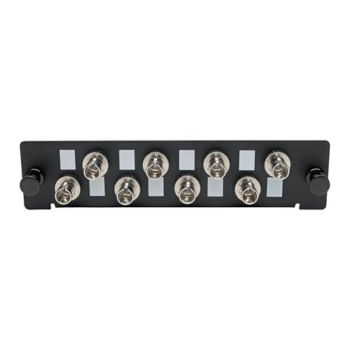 Tripp Lite Toolless Pass-Through Fiber Adapter Patch Panel, High-Density, MMF/SMF 8 ST Simplex Connectors, Black (N492-08S-ST)